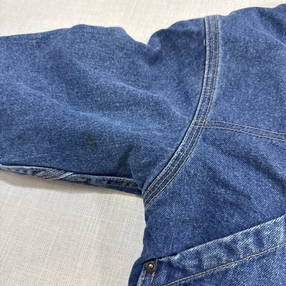 Vtg GAP Denim Jacket Kids XS Corduroy Collar Plaid Lined Chore‎ Barn Coat 90s